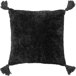 Dutch Decor NINO - Sierkussen van katoen 45x45 cm Raven - zwart - kussentje met flosjes - Inclusief binnenkussen