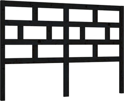 vidaXL - Hoofdbord - 146x4x100 cm - massief grenenhout - zwart