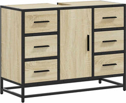 vidaXL - Wastafelkast - 80x33x60 - cm - bewerkt - hout - sonoma - eikenkleurig