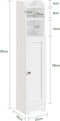SoBuy FRG177-II-W - Toiletkast - 2-in-1 ontwerp met toiletrolhouder - Wit 20x18x95cm