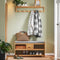 SoBuy FSR75-N - Schoenenbank - Solid Wood met Zitkussen & 3 Manden - Naturel