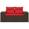 Tuinbank 2-zits met kussens poly rattan bruin