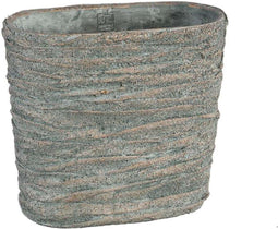 PTMD Yutto Grey Cement Pot Oval Jute Pattern L