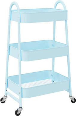 vidaXL - Opbergtrolley - 3-laags - 42x41,5x77 - cm - staal - blauw