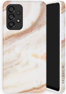 Selencia Aurora Fashion Backcover geschikt voor de Samsung Galaxy A33 - Duurzaam hoesje - 100% gerecycled - Wit Marmer