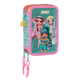 Driedubbele Pennenzak Rainbow High Paradise Turkoois 12.5 x 19.5 x 5.5 cm (36 Onderdelen)