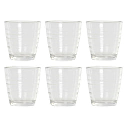 6x Stuks transparante waterglazen/drinkglazen streep relief 250 ml van glas - Keuken/servies basics