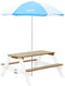 AXI Nick Picknicktafel in Bruin/Wit met Parasol in Blauw/Wit - Picknick tafel voor kinderen van FSC hout