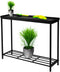 Pro Garden Plantenrek/plantentafel - zwart - metaal - 75 x 23 x 60 cm - binnen en buiten - hoge tafel