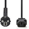 Nedis Stroomkabel - Type F (CEE 7/7) Male - IEC-320-C13 Gehoekt - 2.00 m - Zwart