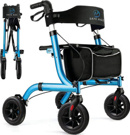Safe Age® Rollator - Lichtgewicht opvouwbaar - Gevoerde zitting rugleuning - Blauw