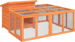 vidaXL - Konijnenhok - 144x123x67,5 - cm - massief - grenenhout - bruin