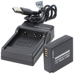 AccuCell DMW-BLG10 - Accu en USB lader 750mAh 7.4V - Zwart