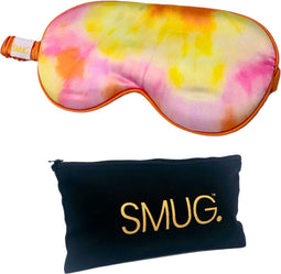 SMUG Slaapmasker met Opbergzakje - 100% Verduisterend - Verstelbaar Oogmasker in Satijn - Orange Tye Dye