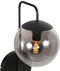 Wandlamp Bollique 4609ZW zwarte metalen wandlamp met smoke glas, E14 fitting, trendy stijl -