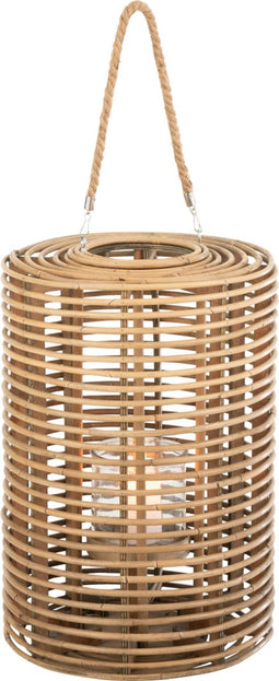 J-Line lantaarn Rond Lang - rotan - licht naturel