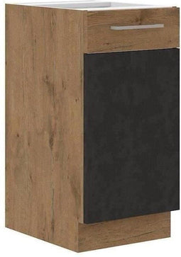 ROCK onderkast - Melamine met lancelot eiken en matera grijs decor - 1 deur - L40 x H82 cm