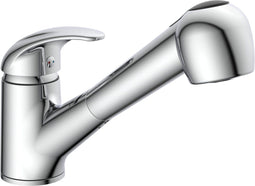 SCHÜTTE Albatros Keukenkraan voor Waterverwarmer met vrije Uitloop - lage Druk - Mengkraan - Lage, Draaibare Uitloop - Uittrekbare Sproeier - 2 Standen - Chroom