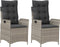 vidaXL - Tuinstoelen - 2 - st - verstelbaar - met - kussens - poly - rattan - lichtgrijs