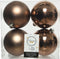 Decoris Kerstballen - 4 stuks - kunststof - walnoot bruin - 10 cm
