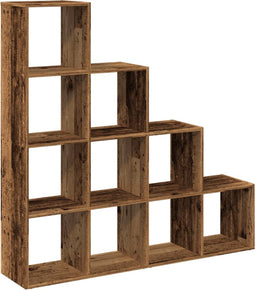 vidaXL - Kamerscherm - / - boekenkast - 131,5x29x131,5 - cm - hout - oud - hout