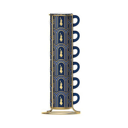 Bialetti - Deco Glamor - Set of 6 espresso cups on a stand - Blue