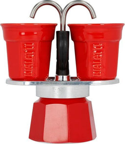 Bialetti - Mini Express - Percolator - Aluminium - 2 kops - Rood - Inclusief 2 kopjes