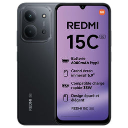 Xiaomi Redmi 15C - Smartphone 4+256GB - 6,9" 120Hz MediaTek Dimensity 6300 5G Dual camera AI 50MP Mega batterij 6000mAh - Zwart