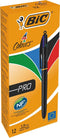 BIC 4 Colours Original Pro Balpennen met Kliksysteem - Pak van 12 Stuks - Medium Punt 1 mm