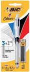 BIC 4 Kleuren - 3 en 1HB Balpennen en Vulpotloden - Pak van 1 en 12 Navullingen 0.7 mm HB