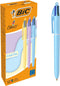 BIC 4 Kleuren Pastel Balpen - Verschillende kleuren - Doos met 12 stuks - Medium Punt 1 mm