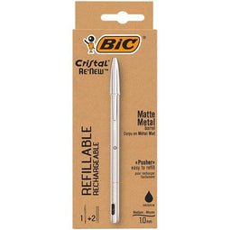 BIC - Balpen bic cristal re-new 1 pen + 2 vull m zwart | 11340 stuks