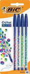 BIC Cristal Collection Balpennen - Blauw - Pak van 4 Stuks - Medium Punt 1 mm