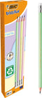 BIC Evolution Pastel grafietpotloden met gom en schokbestendige HB-stift - Teken en Schrijfpotloden - Verpakking van 12 stuks