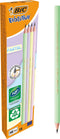BIC Evolution Pastel grafietpotloden Schokbestendige HB-stift - 4 hulskleuren - verpakking met 12 stuks