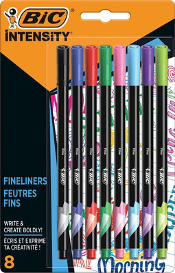 BIC Intensity Fineliners voor kinderen en volwassenen - Diverse Kleuren - 8 stuks - met Dunne Punt 0.8 mm - Lijndikte 0.4 mm- Fijnschrijvers