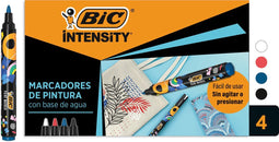 BIC Intensity Paint Markers - Medium Punt voor Meerdere Oppervlakken - Diverse Klassieke Kleuren- Doos van 4