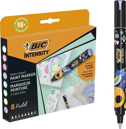 BIC Intensity Paint Markers - Medium Punt voor Meerdere Oppervlakken- Diverse Pastelkleuren- Doos van 8