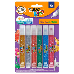 BIC kids glitterlijm metallic, 6st.