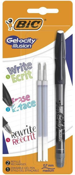 Bic roller Gel-ocity Illusion, zwart, blister met 1 stuk en 2 vullingen