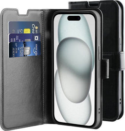BeHello iPhone 15 - Bookcover Hoes - 3 pasjes - Zwart