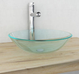 vidaXL - Wasbak - gehard - glas - 42 - cm - transparant