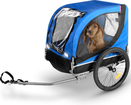 Bicycle Gear Hondenfietskar - Fietskar Hond - Fietsaanhanger voor Honden tot max. 40 KG - Hondenkar Opvouwbaar - Hondenkar met Reflectoren en Verstelbare Regenhoes - Blauw