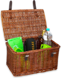 Bicycle Gear Rieten Fietsmand Voor - Rotan Fietsmand Stuur 30L - Bakkersmand 45 x 30 x 25 cm - Fietsaccessoires Volwassenen - Fietsmandje voor Oma Fiets, Stadsfiets of Transportfiets - Fietskrat Bruin