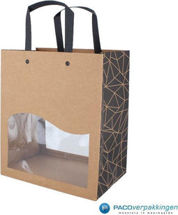 Biertassen - 6 flesjes - bruin kraft met venster - 10 stuks