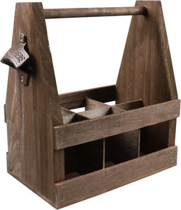Bierverpakking | Draagtray | Hout | 6 flessen | 25x16x28.5cm | bruin | 1 stuks