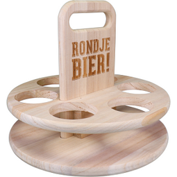 Bierverpakking, Draagtray, Hout, rond 6 flessen, 22x28cm | 4 stuks