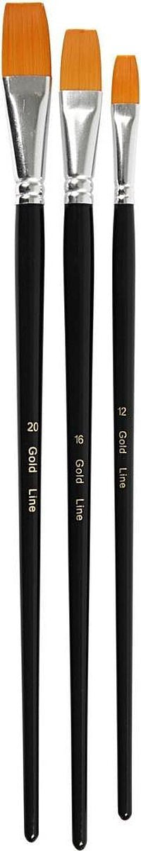 Big size - Gold Line penselen, l: 31+32+33,5 cm, b: 12+16+20 mm, 3 stuks