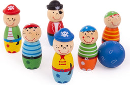 Bigjigs Houten Kegelset Piraten - 7-delig