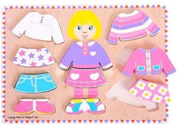 Bigjigs houten puzzel Meisje Aankleden - 10 stukjes